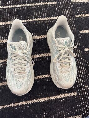 Hoka Women's Light Blue & White Running Sneakers Clifton 10